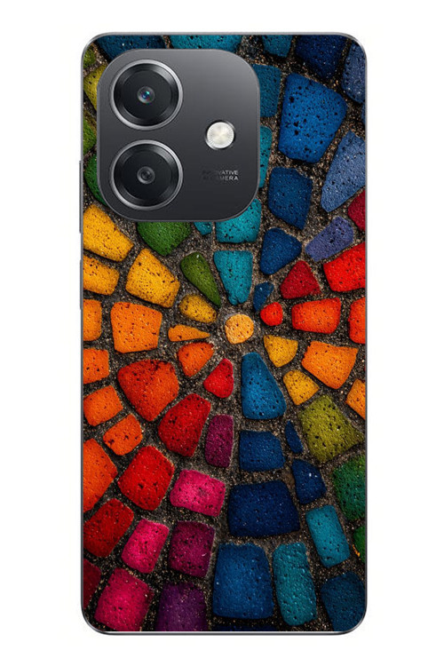 Oppo A3 Uyumlu Gökkuşağı Renkli Kaldırım Baskılı Silikon Kılıf