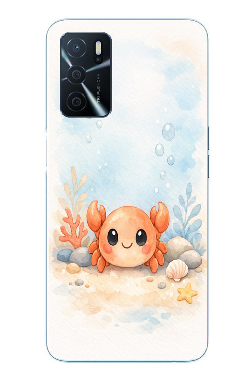 Oppo A16 Uyumlu Sevimli Yengeç Baskılı Silikon Kılıf