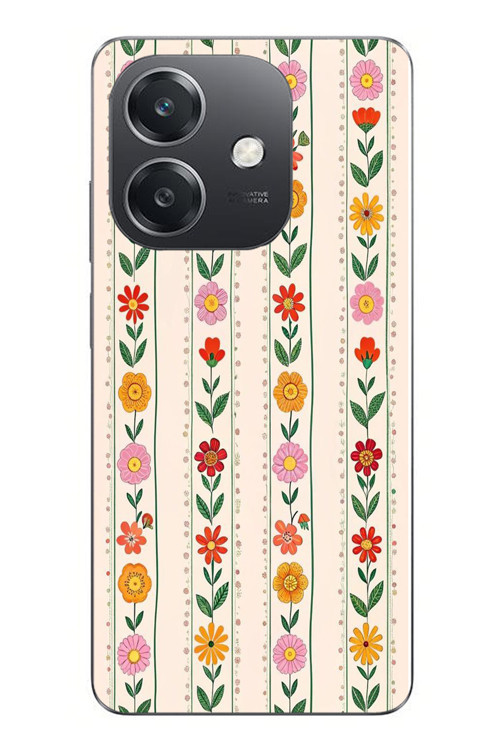 Oppo A3 Uyumlu Çiçekler ve Yaprakları Baskılı Silikon Kılıf