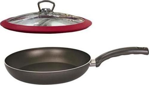 Teflon Tava 24 CM Kırmızı Silikon Kapaklı