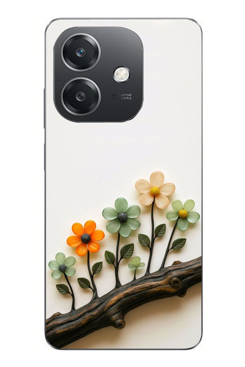 Oppo A3 Uyumlu Dalda Açan Çiçekler Baskılı Silikon Kılıf