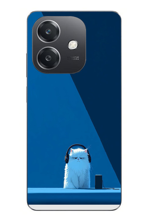 Oppo A3 Uyumlu Kulaklı Kedi Baskılı Silikon Kılıf