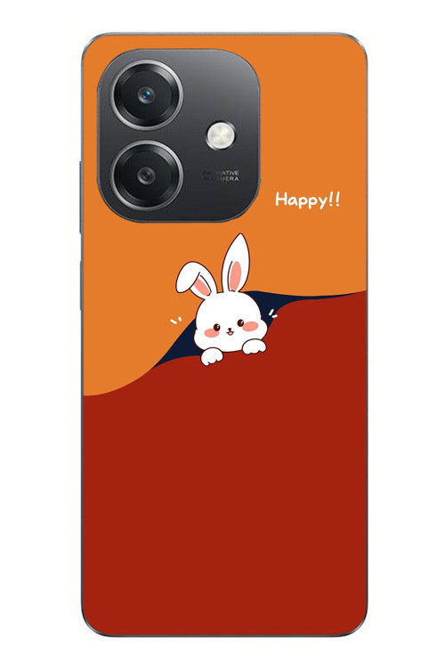Oppo A3 Uyumlu Mutlu Tavşan Baskılı Silikon Kılıf