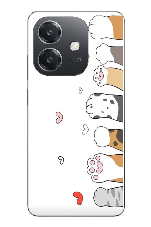 Oppo A3 Uyumlu Kedi Harekatı Patileri Baskılı Silikon Kılıf