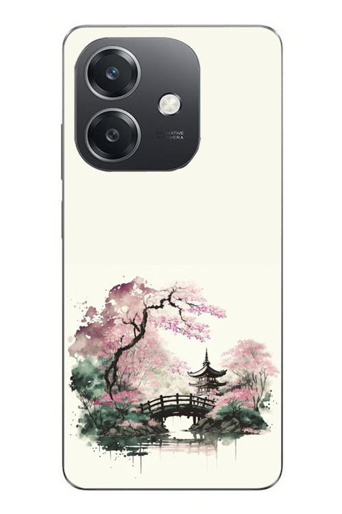 Oppo A3 Uyumlu Japon Bahçesi Baskılı Silikon Kılıf