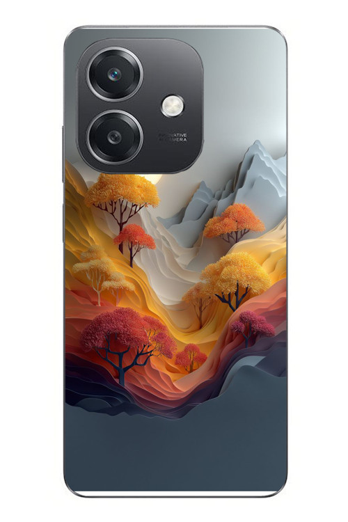 Oppo A3 Uyumlu Renk Dalgalı Manzara Baskılı Silikon Kılıf