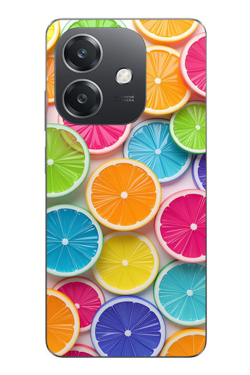 Oppo A3 Uyumlu Renkli Lime Dilimler Baskılı Silikon Kılıf