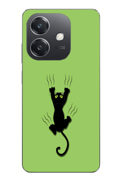 Oppo A3 Uyumlu Tutunan Kedi Baskılı Silikon Kılıf