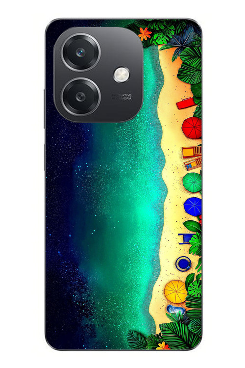 Oppo A3 Uyumlu Tatil Kumsal Gecesi Baskılı Silikon Kılıf