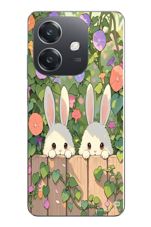 Oppo A3 Uyumlu Tavşan Kardeşler Baskılı Silikon Kılıf