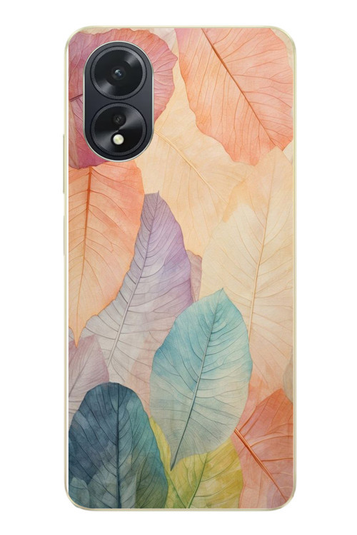 Oppo A38 Uyumlu Hafif Yapraklar Baskılı Silikon Kılıf