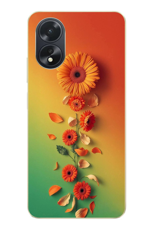 Oppo A38 Uyumlu Ayçiçeği Bükleleri Baskılı Silikon Kılıf
