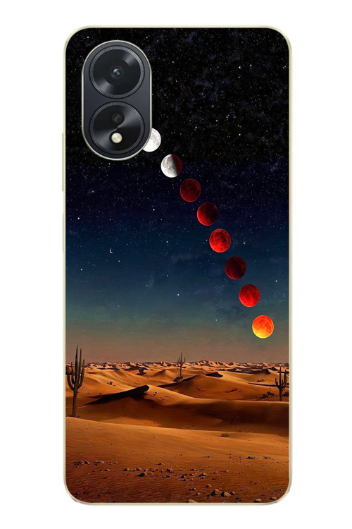 Oppo A38 Uyumlu Ayın Geçişi Baskılı Silikon Kılıf