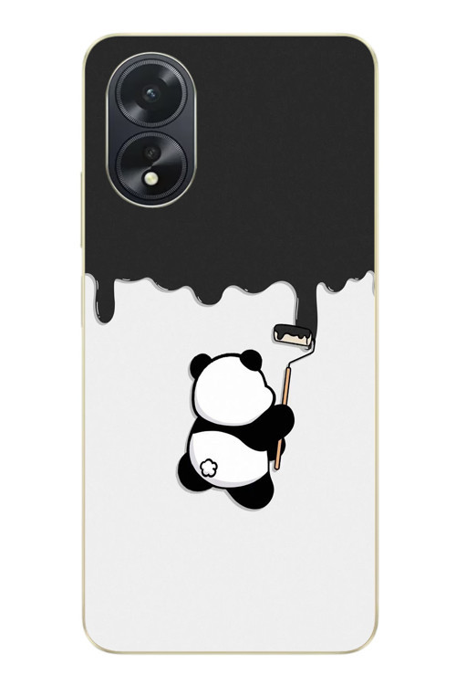 Oppo A38 Uyumlu Boyacı Panda Baskılı Silikon Kılıf