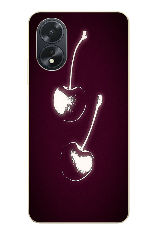 Oppo A38 Uyumlu İki Kiraz Baskılı Silikon Kılıf