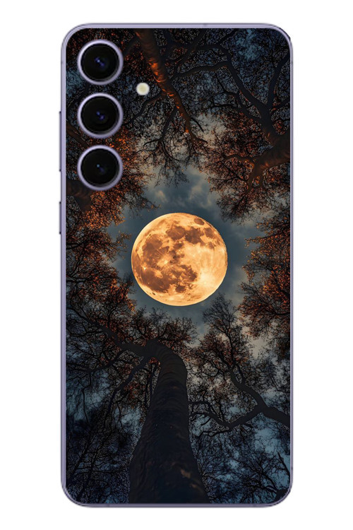 Samsung Galaxy S24 Plus Uyumlu Ay Gökyüzü Baskılı Silikon Kılıf