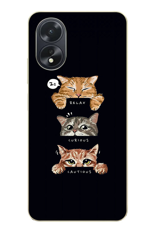 Oppo A38 Uyumlu Kedi Halleri Baskılı Silikon Kılıf