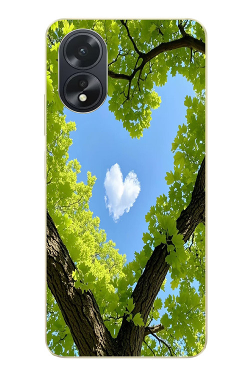 Oppo A38 Uyumlu Kalpli Ağaç Baskılı Silikon Kılıf