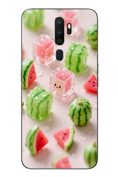 Oppo A5 2020 Uyumlu Buzlu Karpuz Baskılı Silikon Kılıf