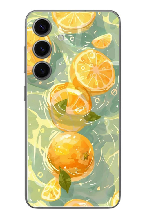 Samsung Galaxy S24 Uyumlu Limonlar Pastel Baskılı Silikon Kılıf
