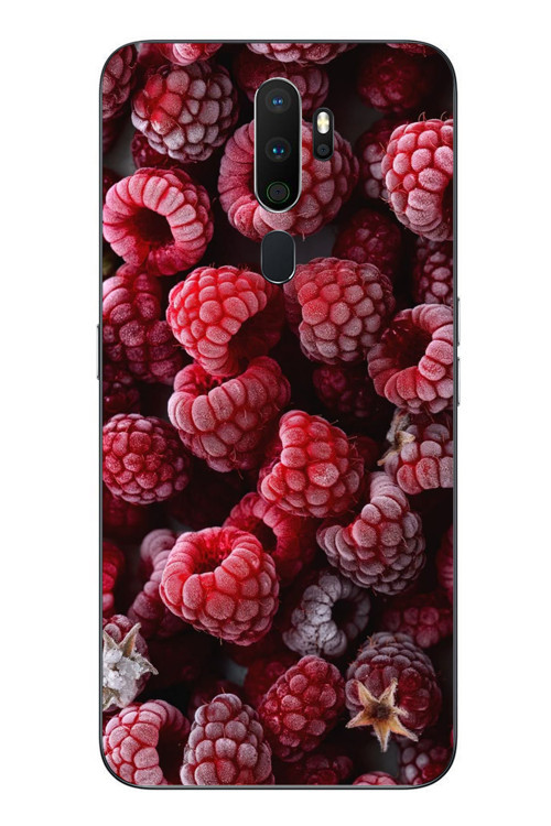Oppo A5 2020 Uyumlu Ahududu Frambuaz Baskılı Silikon Kılıf