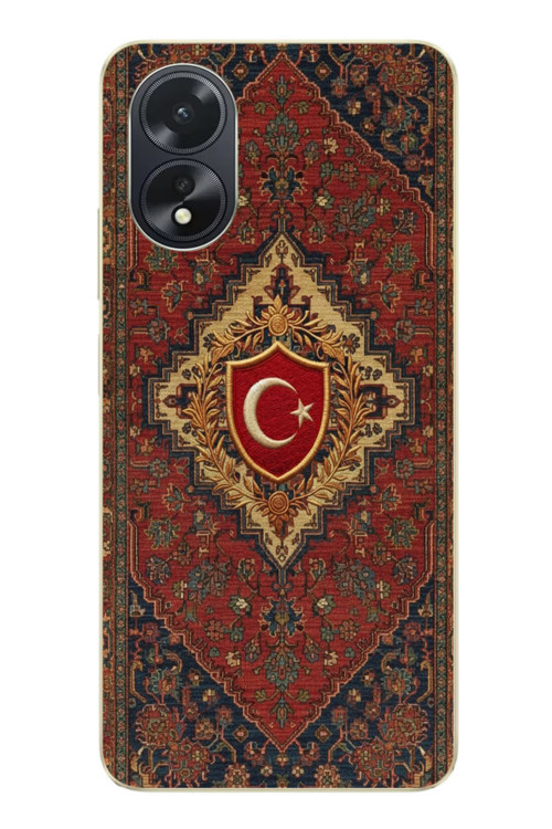 Oppo A38 Uyumlu Türkiye Bayraklı Halı Baskılı Silikon Kılıf