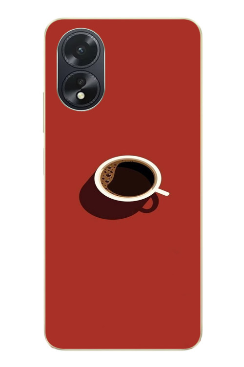 Oppo A38 Uyumlu Sade Kahve Kupası Baskılı Silikon Kılıf