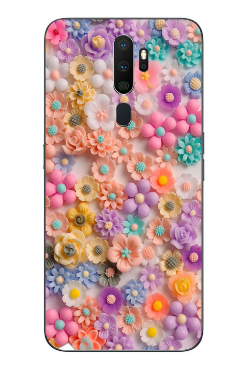 Oppo A5 2020 Uyumlu Çiçek Bükleleri Baskılı Silikon Kılıf