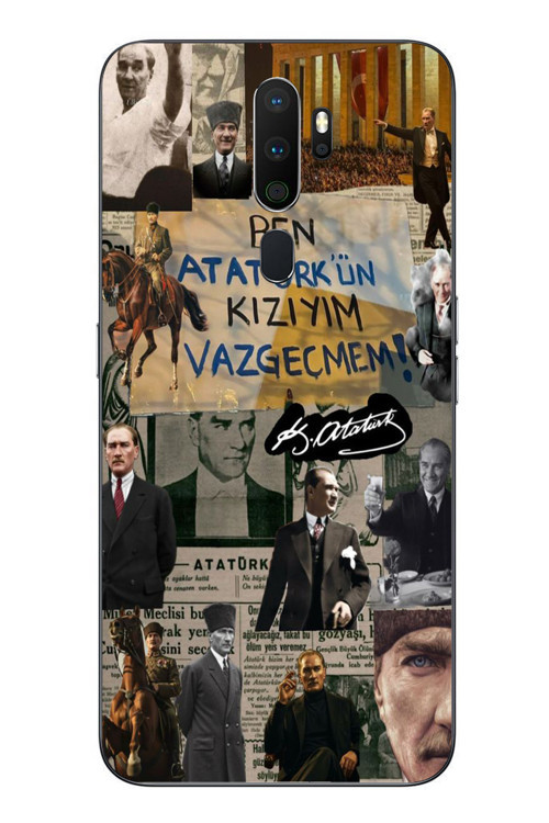 Oppo A5 2020 Uyumlu Ben Atatürk Kızıyım Baskılı Silikon Kılıf