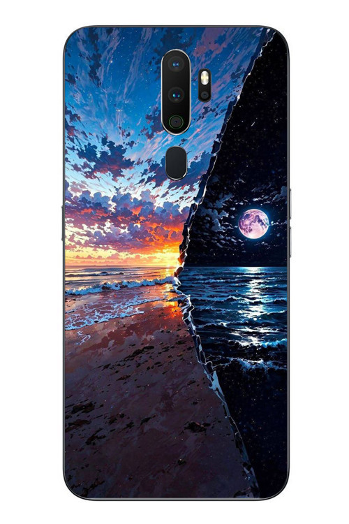 Oppo A5 2020 Uyumlu Deniz Günbatımı Baskılı Silikon Kılıf