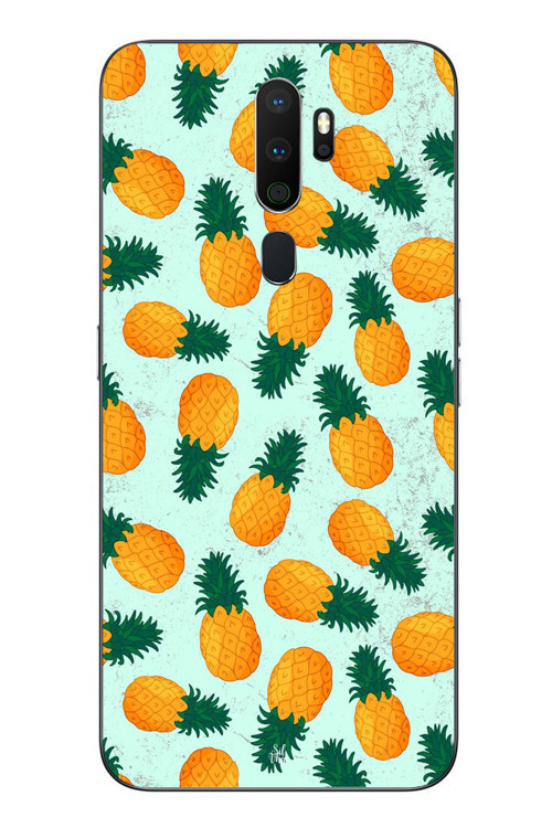 Oppo A5 2020 Uyumlu Ananaslar Baskılı Silikon Kılıf