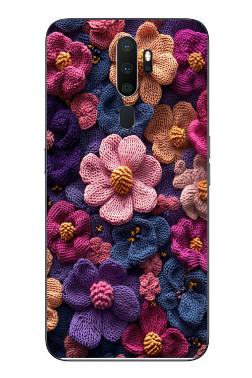 Oppo A5 2020 Uyumlu Çiçek Örgüsü Baskılı Silikon Kılıf