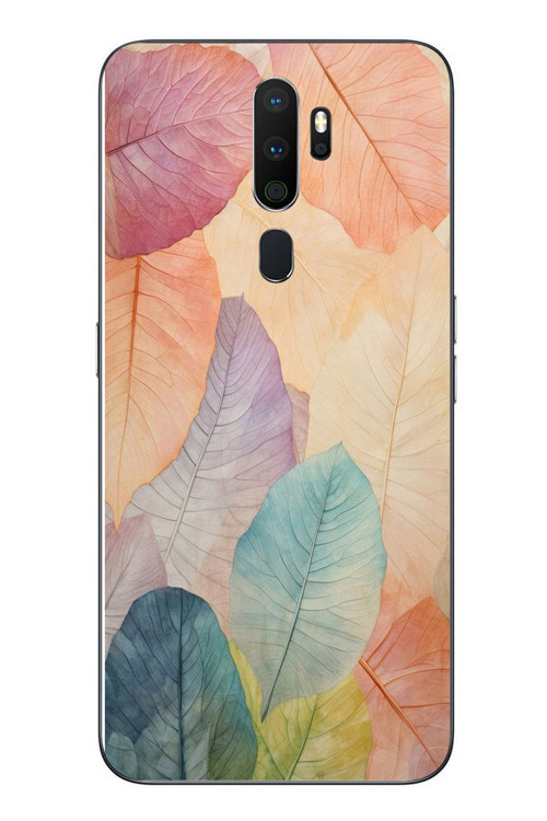 Oppo A5 2020 Uyumlu Hafif Yapraklar Baskılı Silikon Kılıf