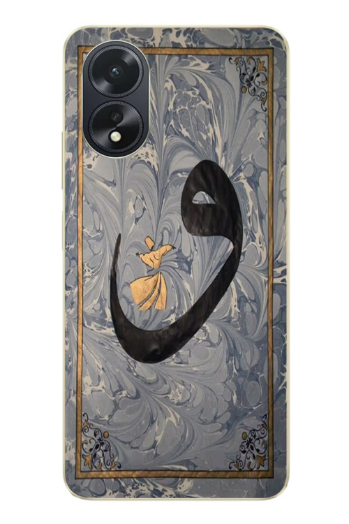 Oppo A38 Uyumlu Vav Harfi Gri Baskılı Silikon Kılıf