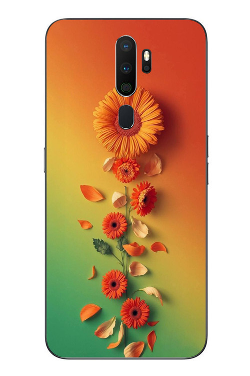 Oppo A5 2020 Uyumlu Ayçiçeği Bükleleri Baskılı Silikon Kılıf