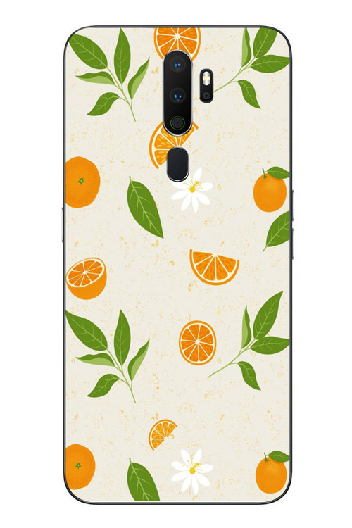 Oppo A5 2020 Uyumlu Mandalinalar Baskılı Silikon Kılıf