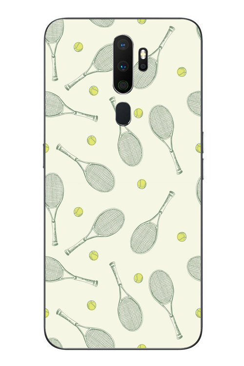 Oppo A5 2020 Uyumlu Tenis Raketleri Baskılı Silikon Kılıf
