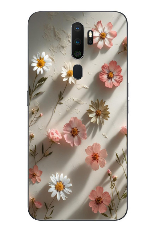 Oppo A5 2020 Uyumlu Papatya Çiçekleri Baskılı Silikon Kılıf