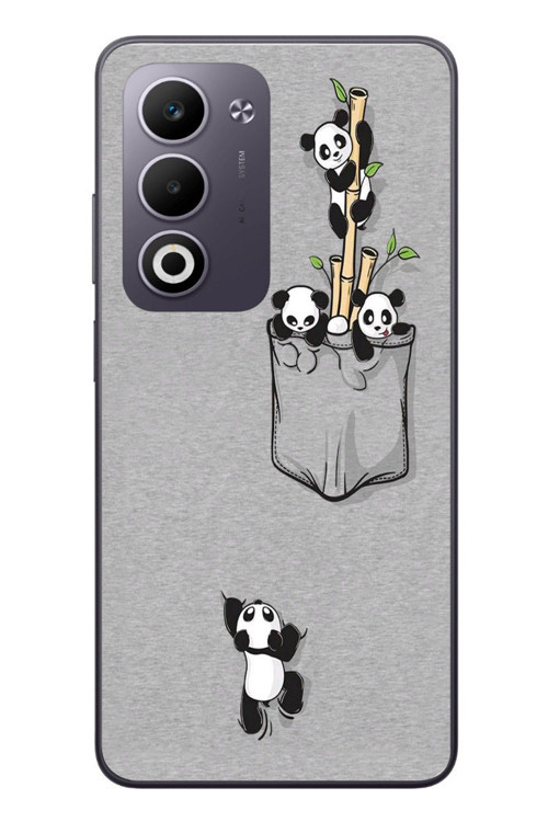 Oppo A5 4G Uyumlu Cepli Panda Baskılı Silikon Kılıf