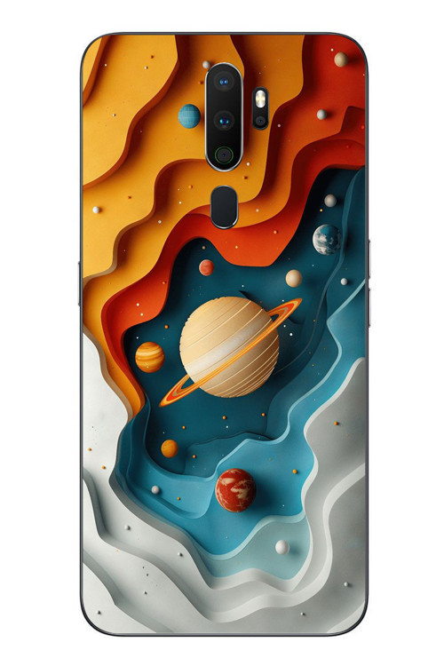 Oppo A5 2020 Uyumlu Uzay Renk Paleti Baskılı Silikon Kılıf