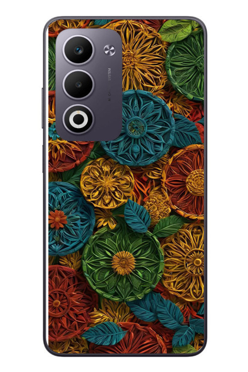 Oppo A5 4G Uyumlu Hasır Örgü Çiçekler Baskılı Silikon Kılıf