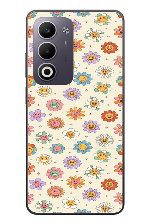 Oppo A5 4G Uyumlu Gülen Çiçekler Baskılı Silikon Kılıf