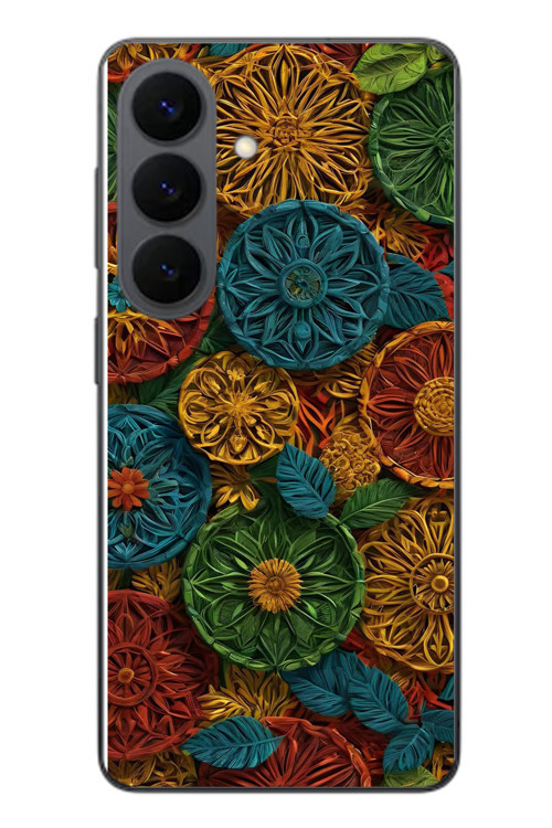 Samsung Galaxy S26 Uyumlu Hasır Örgü Çiçekler Baskılı Silikon Kılıf