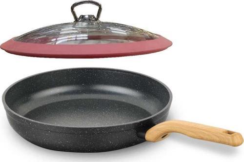 Granit Tava 26 CM Pembe Silikon Kapaklı