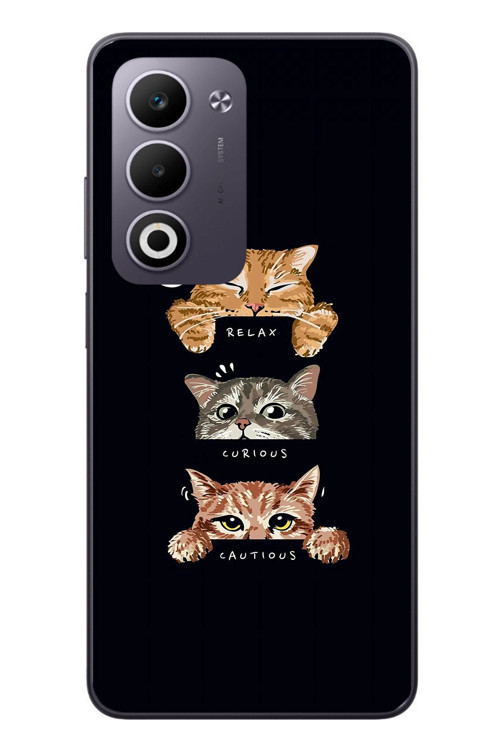 Oppo A5 4G Uyumlu Kedi Halleri Baskılı Silikon Kılıf