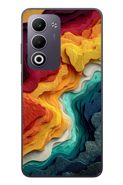 Oppo A5 4G Uyumlu Renk Dalgaları Baskılı Silikon Kılıf
