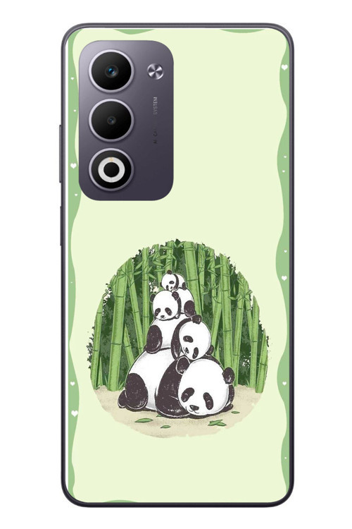 Oppo A5 4G Uyumlu Panda Ailesi Baskılı Silikon Kılıf