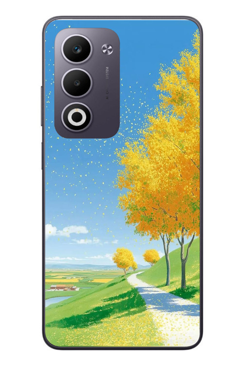 Oppo A5 4G Uyumlu Sarı Sonbahar Ağacı Baskılı Silikon Kılıf