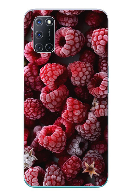 Oppo A52 Uyumlu Ahududu Frambuaz Baskılı Silikon Kılıf