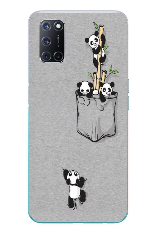 Oppo A52 Uyumlu Cepli Panda Baskılı Silikon Kılıf